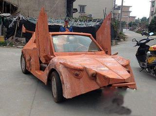 Китайский умелец создал электромобиль Lamborghini из красного дерева